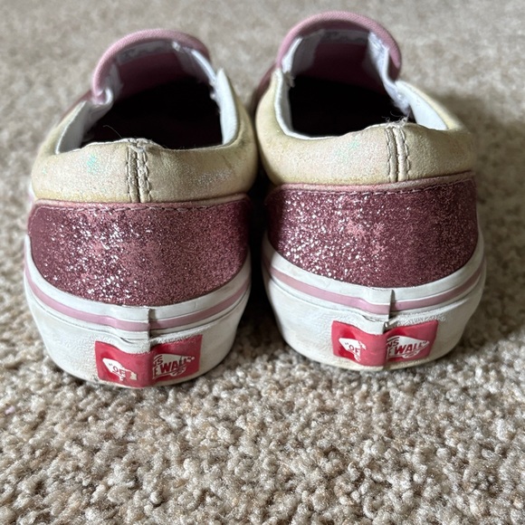 Glittery Pink Kids Vans Slip-On Shoes - Picture 3 of 6